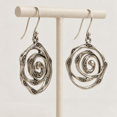 Silver-Tone Spiral Dangle Earrings – The Solara - Sable & Red
