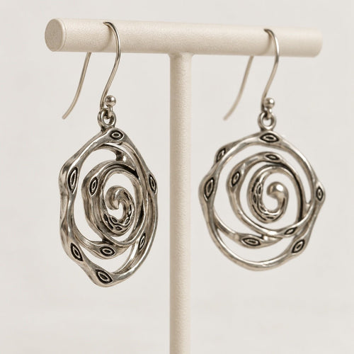 Silver-Tone Spiral Dangle Earrings – The Solara - Sable & Red