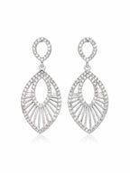 Silver Zirconia Openwork Teardrop Dangle Earrings NEW - Sable & Red