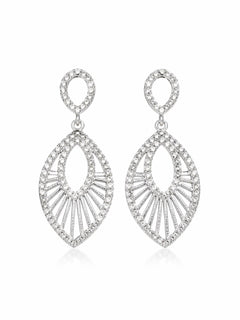 Silver Zirconia Openwork Teardrop Dangle Earrings NEW - Sable & Red