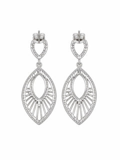 Silver Zirconia Openwork Teardrop Dangle Earrings NEW - Sable & Red