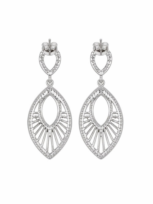 Silver Zirconia Openwork Teardrop Dangle Earrings NEW - Sable & Red