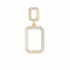 Square Pearl and Crystal Drop Earrings - Sable & Red
