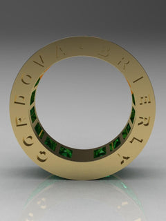 Statement Ring Rose Gold with Emerald Zirconia • CORDOVA BRIERLY BVLGARI Vibes - Sable & Red