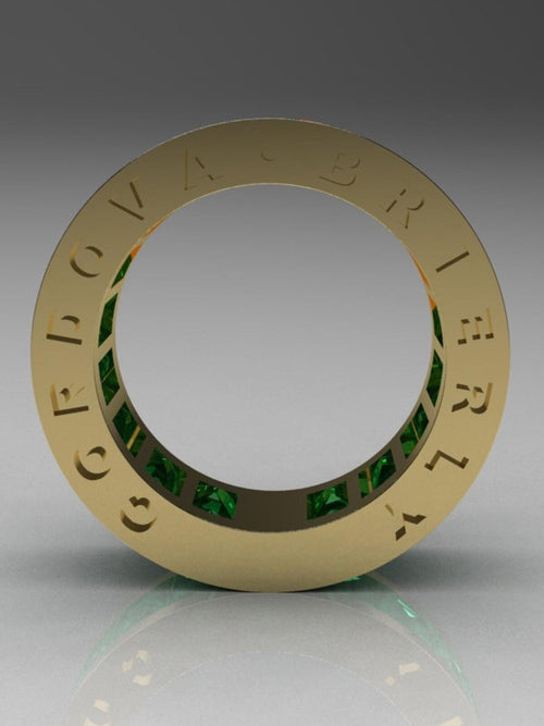 Statement Ring Rose Gold with Emerald Zirconia • CORDOVA BRIERLY BVLGARI Vibes - Sable & Red