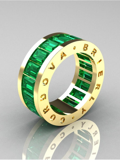 Statement Ring Rose Gold with Emerald Zirconia • CORDOVA BRIERLY BVLGARI Vibes - Sable & Red