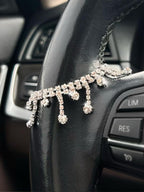 Steering Wheel Charm Crystal Crown Accents Car Accessory - Sable & Red