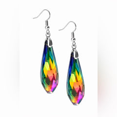 Sterling Silver Multicolor Teardrop Crystal Earrings - Sable & Red