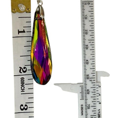 Sterling Silver Multicolor Teardrop Crystal Earrings - Sable & Red