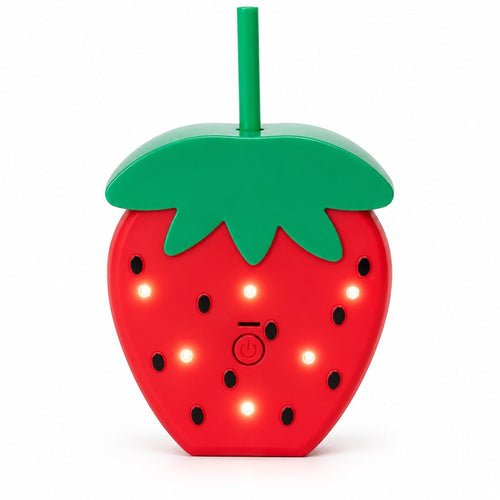 Strawberry Light Up LED Tumbler with Straw 16.2 oz - Sable & Red