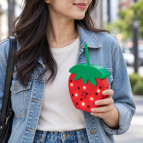 Strawberry Light Up LED Tumbler with Straw 16.2 oz - Sable & Red