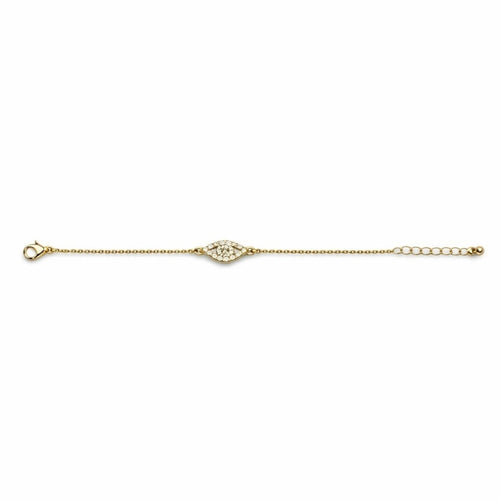 Swarovski Yellow Gold & Sterling Silver Anklet - Crystal Evil Eye Amulet - Sable & Red
