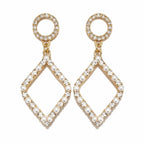 Tuckernuck Gold Pearl and Cubic Zirconia Geometric Dangle Earrings - Sable & Red