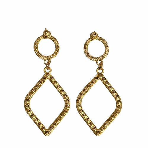 Tuckernuck Gold Pearl and Cubic Zirconia Geometric Dangle Earrings - Sable & Red