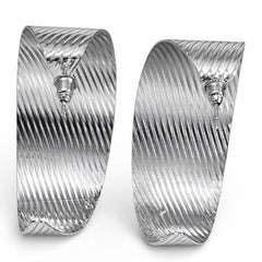 Tuckernuck Silver Hoop Earrings with Sleek Lines - Sable & Red