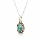 Turquoise Oval Pendant 925 Sterling Silver Necklace 16in - Sable & Red
