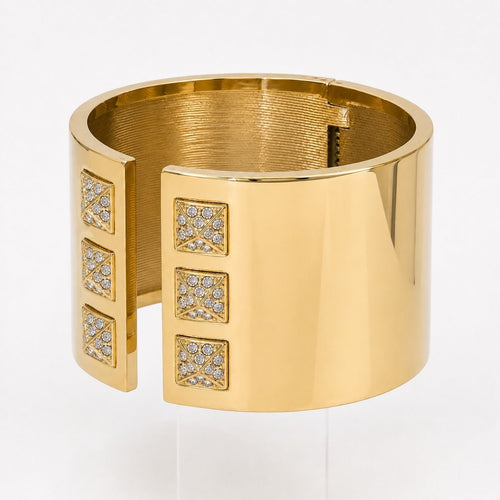 Victoria’s Secret Scandalous Crystal Pyramid Gold-tone Cuff Bracelet - Sable & Red