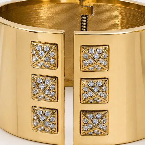 Victoria’s Secret Scandalous Crystal Pyramid Gold-tone Cuff Bracelet - Sable & Red