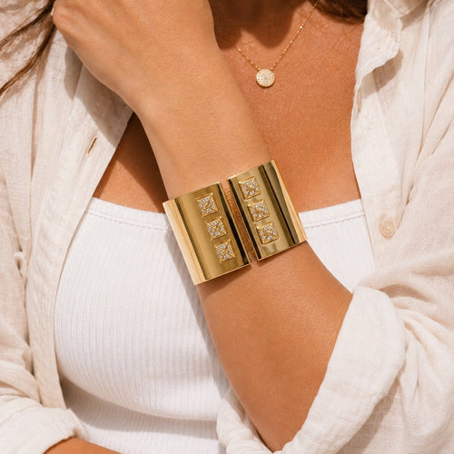 Victoria’s Secret Scandalous Crystal Pyramid Gold-tone Cuff Bracelet - Sable & Red