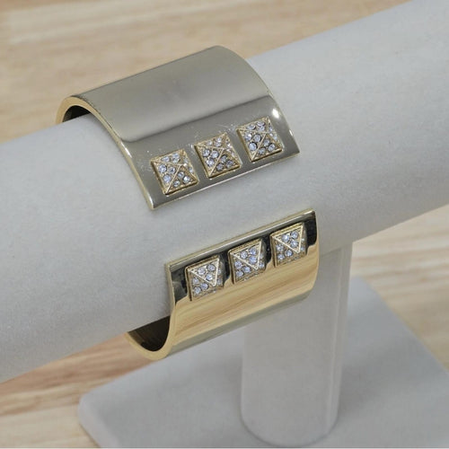 Victoria’s Secret Scandalous Hinge Gold Tone Cubic Zirconia Cuff Bangle Bracelet - Sable & Red