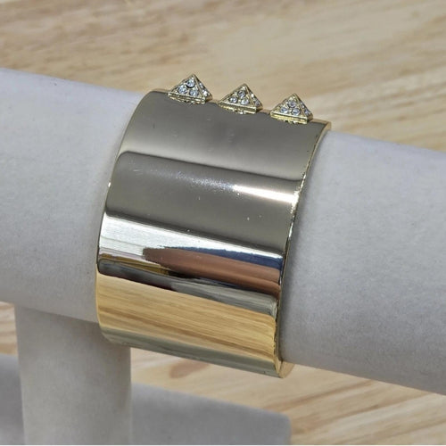 Victoria’s Secret Scandalous Hinge Gold Tone Cubic Zirconia Cuff Bangle Bracelet - Sable & Red