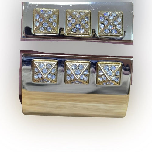 Victoria’s Secret Scandalous Hinge Gold Tone Cubic Zirconia Cuff Bangle Bracelet - Sable & Red