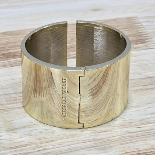 Victoria’s Secret Scandalous Hinge Gold Tone Cubic Zirconia Cuff Bangle Bracelet - Sable & Red