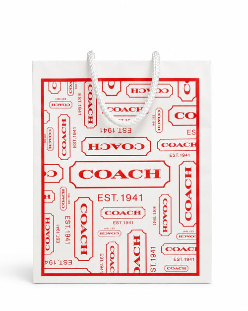 Vintage Coach White & Red Logo Paper Shopping Gift Bag EST. 1941 - Sable & Red
