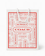 Vintage Coach White & Red Logo Paper Shopping Gift Bag EST. 1941 - Sable & Red