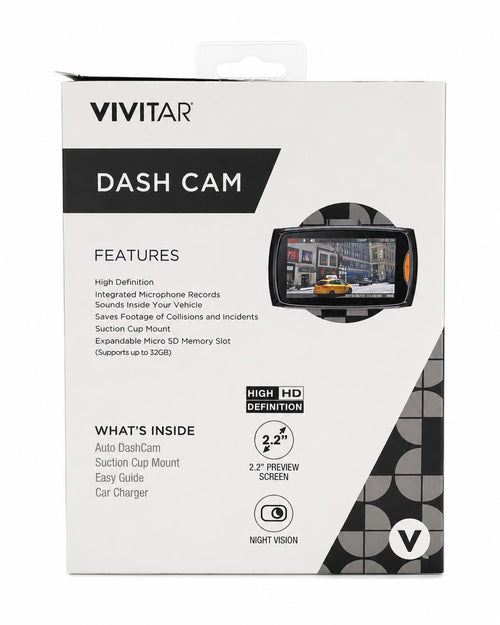 Vivitar HD Dash Cam New Unopened in Box with Suction Cup Mount - Sable & Red