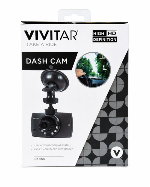 Vivitar HD Dash Cam New Unopened in Box with Suction Cup Mount - Sable & Red