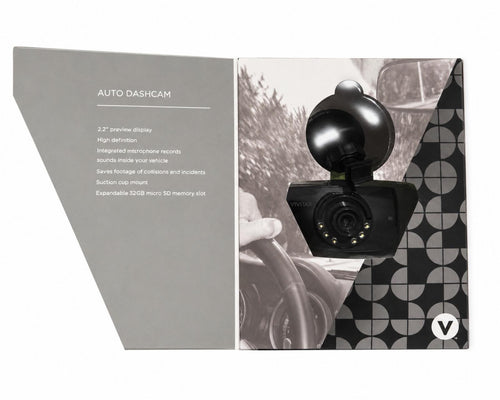 Vivitar HD Dash Cam New Unopened in Box with Suction Cup Mount - Sable & Red