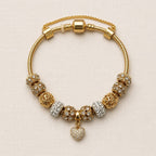 White Crystal Gold-Tone Heart Bracelet | The Maristelle - Sable & Red