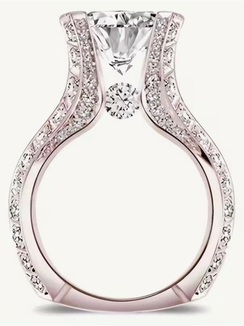 Women 18K Rose Gold Filled White Sapphire Diamond Wedding Engagement Ring Sz 8 - Sable & Red