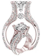 Women 18K Rose Gold Filled White Sapphire Diamond Wedding Engagement Ring Sz 8 - Sable & Red