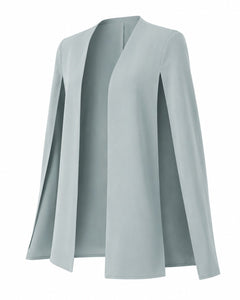 Women’s Aqua Cape Blazer Size Small/4 Open Front Elegant Jacket - Sable & Red