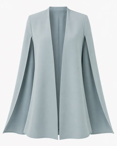 Women’s Aqua Cape Blazer Size Small/4 Open Front Elegant Jacket - Sable & Red