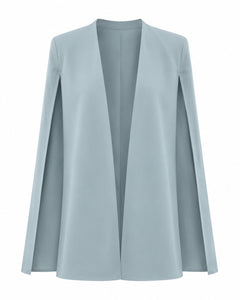Women’s Aqua Cape Blazer Size Small/4 Open Front Elegant Jacket - Sable & Red