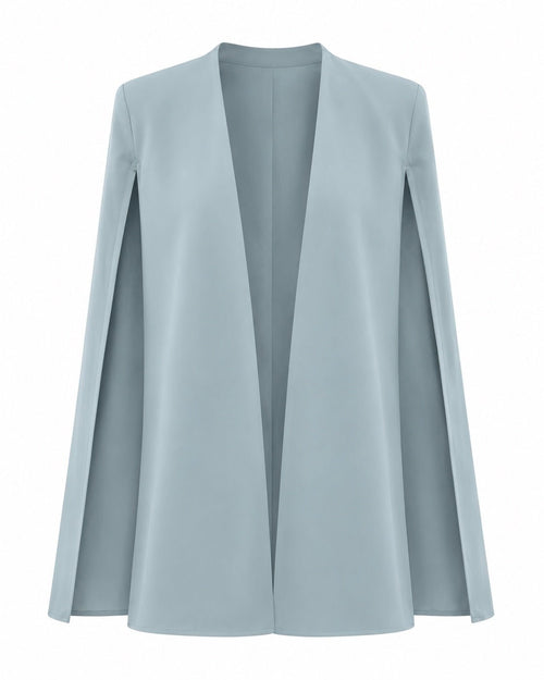 Women’s Aqua Cape Blazer Size Small/4 Open Front Elegant Jacket - Sable & Red