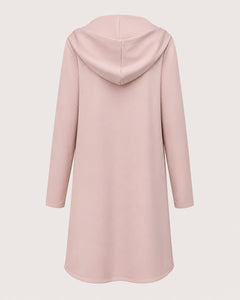 Women’s Lightweight Longline Hoodie Jacket in Blush Pink - Sable & Red