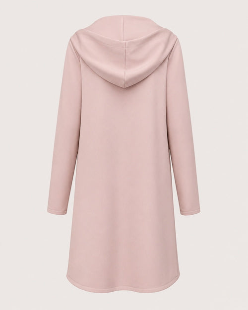 Women’s Lightweight Longline Hoodie Jacket in Blush Pink - Sable & Red