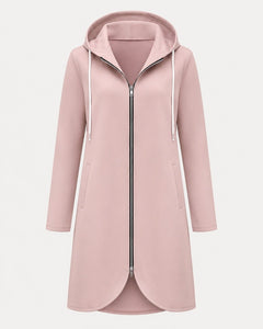 Women’s Lightweight Longline Hoodie Jacket in Blush Pink - Sable & Red