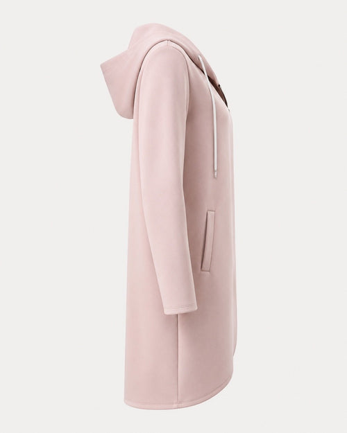 Women’s Lightweight Longline Hoodie Jacket in Blush Pink - Sable & Red