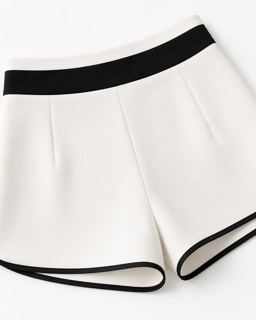 Women’s White & Black Strapless Peplum Shorts Set Size Small/4 - Sable & Red