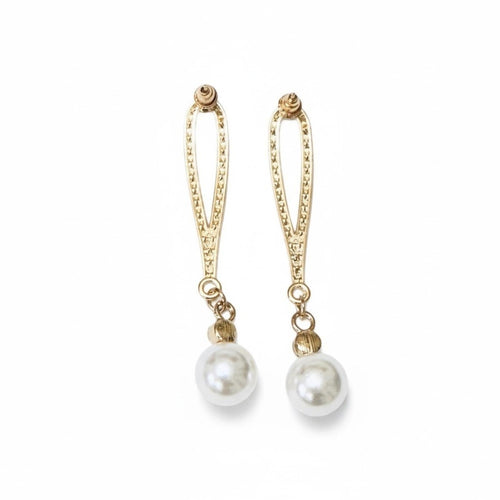 x Borrowed & Blue Teardrop Crystal CZ Pave Metal Pearl Drop Earrings - Sable & Red