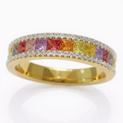 Yellow Gold and Multicolor Gemstone Ring - Sable & Red