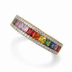 Yellow Gold and Multicolor Gemstone Ring - Sable & Red
