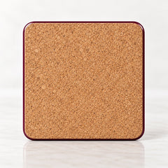YSL Logo Coasters in Deep Burgundy and Gold - Set of 4 Glossy Coasters - Sable & Red