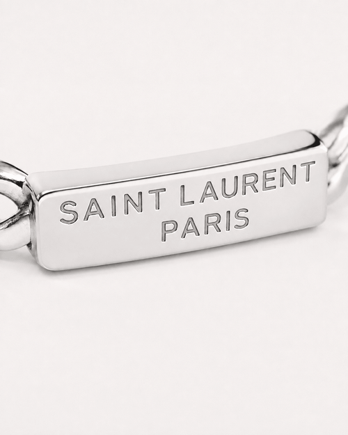 Yves Saint Laurent Paris YSL Silver Chain Link Nameplate Band Ring S925 - Sable & Red