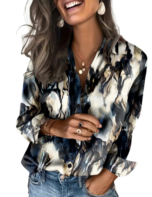 Zeagoo Satin Blouses for Women Silk Button Down Shirts Long Sleeve Tops - Sable & Red